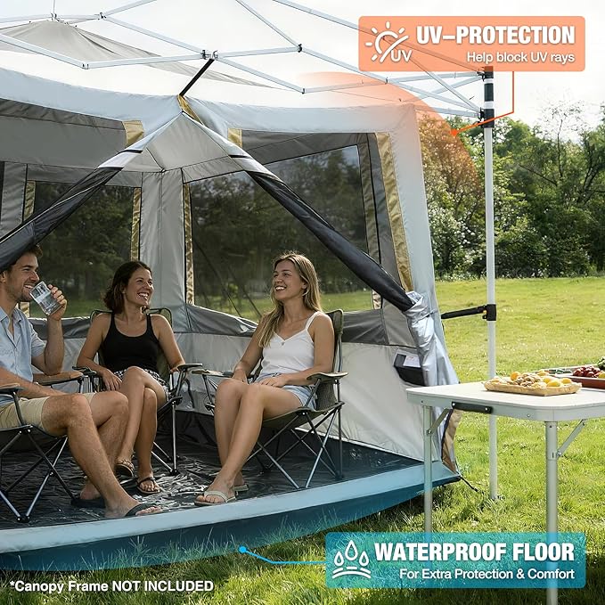 REDCAMP Canopy Camping Tent for Pop Up Canopy Tent, Inner Tent Converts Straight Leg 10'x10' or 10'x20' Canopy into Camping Tent, Fits 4-6 Person(Frame/Shelter NOT Included)