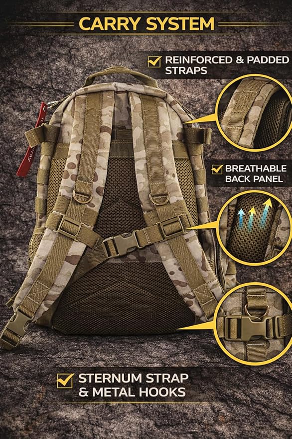 Tactical Backpack 25L Military MOLLE Assault Pack – Waterproof EDC Backpack for Hiking, Camping, Travel & Survival Gear, Bug Out Bag (Multicam Camo)