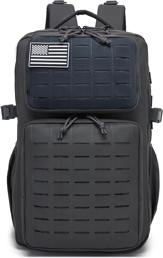 Wotony Military Tactical Backpack for Men Waterproof Daypack 3 Day Assault Pack Laser-Cut MOLLE Webbing Design with Water Bottle Holder Black Small Tactical Assault Bag (dark gray, 35L)