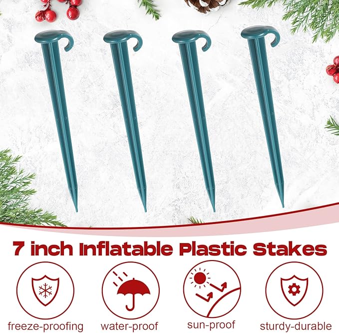 Vicenpal 50 Pcs 7 Inch Plastic Yard Stakes Inflatables Heavy Duty Plastic Garden Stakes for Tent Ground Replacement Outdoor Fence Lawn Pegs Landscape Staples Halloween Christmas Decorations (Green)