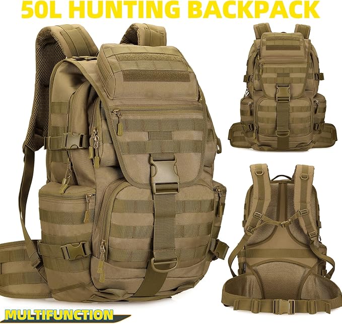 50L Military Tactical Backpack Hiking Waterproof Backpack Large Military Pack 3 Day Assault Pack Molle Bag Rucksack