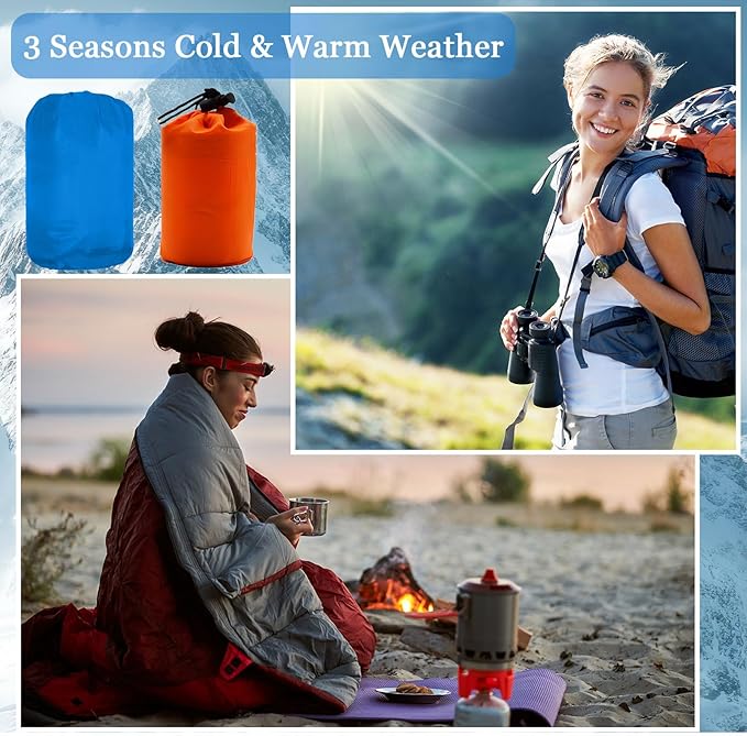 Macarrie 12 Pack Sleeping Bags Set with Compression Sacks, 6 Adult Camping Sleeping Bags and 6 Emergency Survival Sacks for Hiking Outdoor Homeless Shelters Donation Supplies