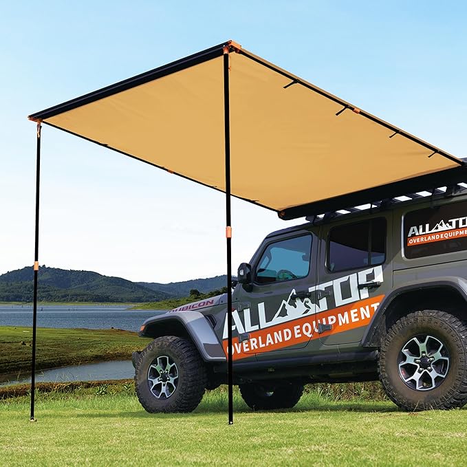 ALL-TOP Vehicle Awning 6.6'x10' Roof Rack Pull-Out Sun Shade UV50+, Weatherproof 4x4 Side Awning for Camping & Overland (Hardware Included)