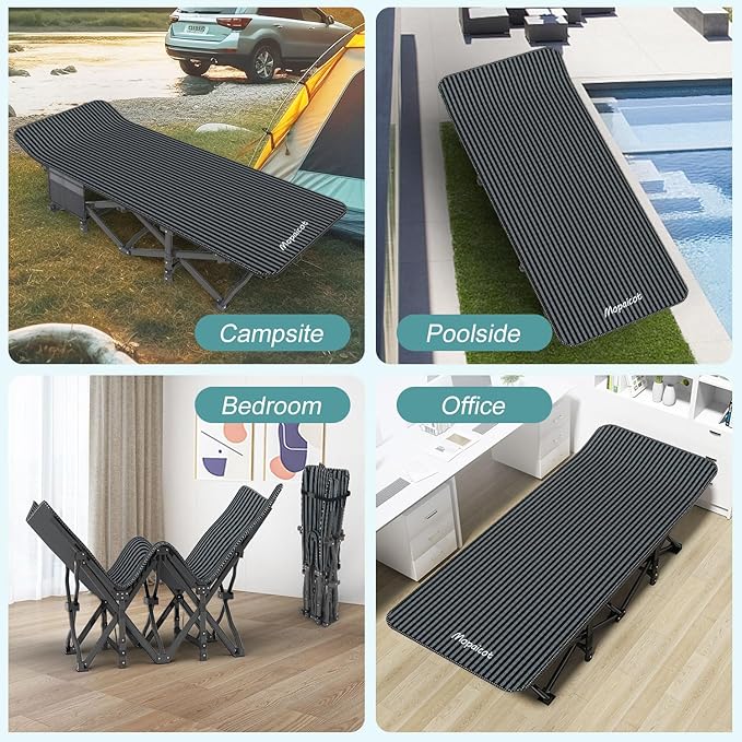 Mopaicot Camping Cot for Adults Comfortable, Folding Cot for Sleeping, Lightweight Tent Folding Bed with Carry Bag for Kids Supports 450 lbs, Outdoor Camping Nap Vacation