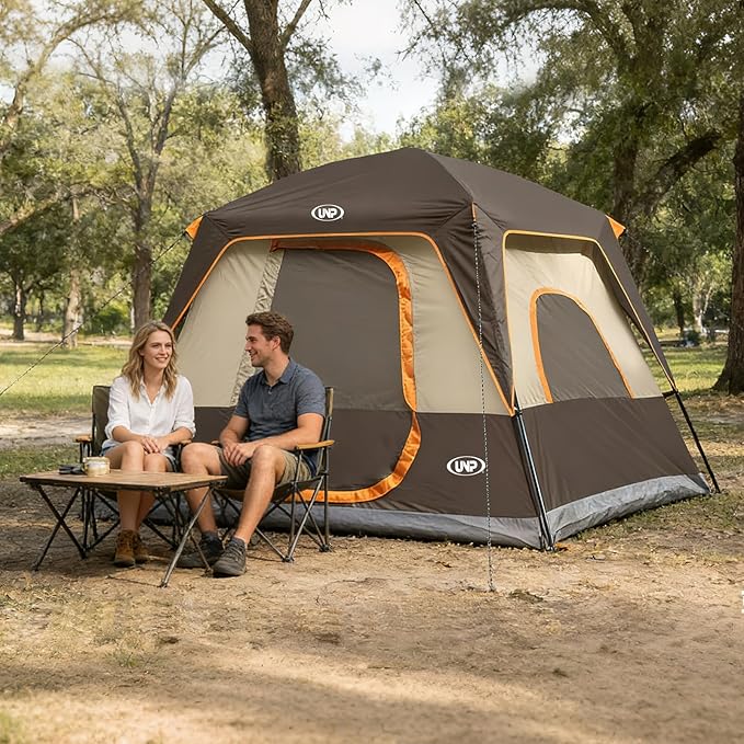 UNP 2/4/6/8 Person Tent, Portable Cabin Tent, Camping Tent 4-Person Easy Set Up, Waterproof with Top Rainfly for Outdoor Camping/Hiking
