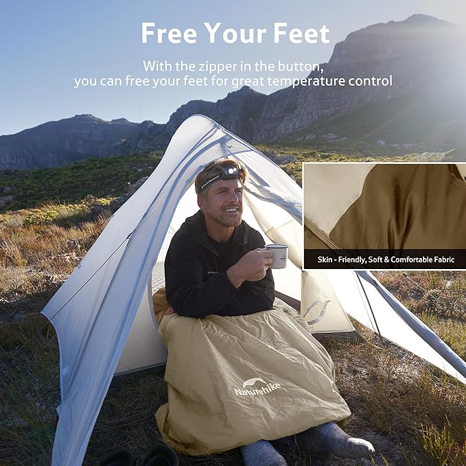 Naturehike Lightweight Compact Sleeping Bag, 59℉/32℉ Envelope Ultralight Backpacking Sleeping Bag Portable, Waterproof with Compression Sack for Cold&Warm, Camping, Traveling, Hiking