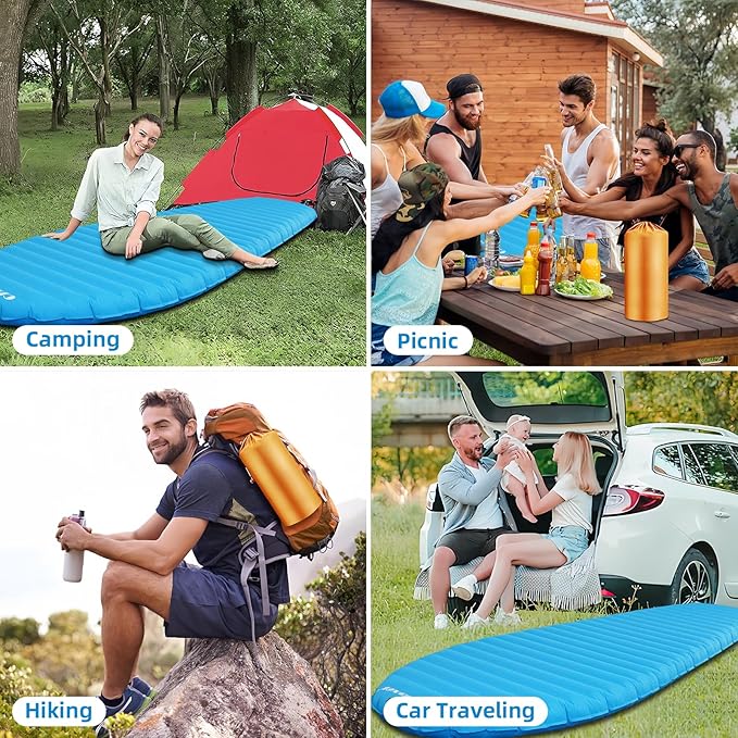 Ultralight Sleeping Pad for Camping, 74.8"x23.2" Camping Mat with Pump Sack Inflatable Sleeping Pads Compact for Camping Backpacking Hiking Traveling Tent