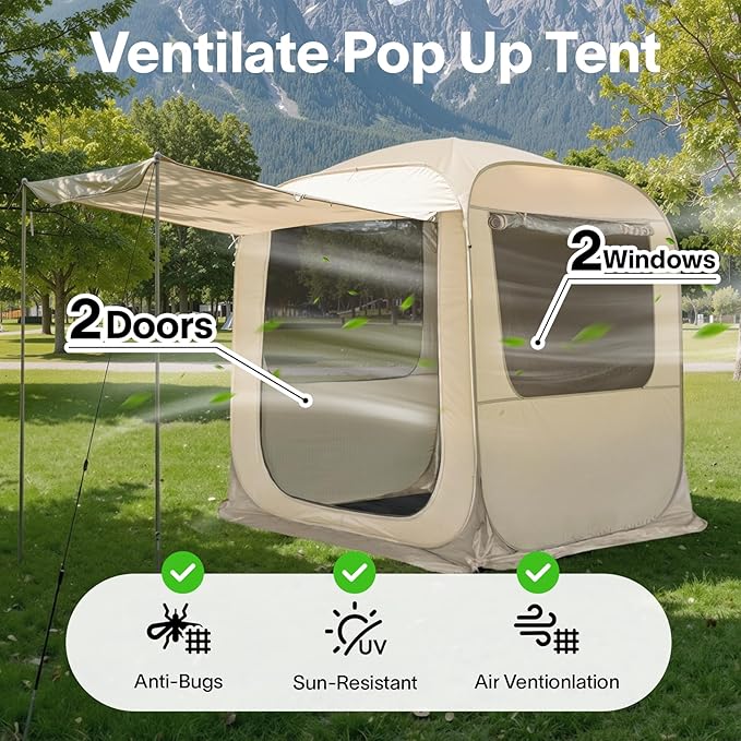 Alvantor® SUV Tailgate Tent, Instant Pop Up Car Tent Creates Extra Living Space, UV Protection, Quick Setup in Seconds for Family, Road Trips, Tailgating, Beach, Outdoor Camping