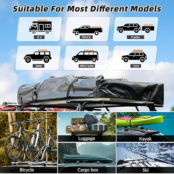 Aluminium Roof Top Tent,with Tri-Color LED Strip Light & 1.97" Thick Memory Foam Mattress,for Car Jeep SUV Truck Camping,2-3 People