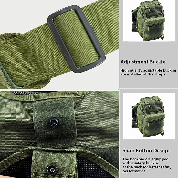 Tactical Backpack for Men，Military Sport Bag Pack Sling Shoulder Backpack Tactical Crossbody Bag EDC Molle Assault Range Bag Chest Pack for Hiking Camping Outdoor - Green