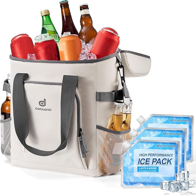 Odoland Cooler Backpack for Camping - 30 Cans Insulated Leakproof Waterproof Lunch Bag for Men and Women, Cooler Bag with Ice Pack for Beach, Picnic, Travel, Outdoor