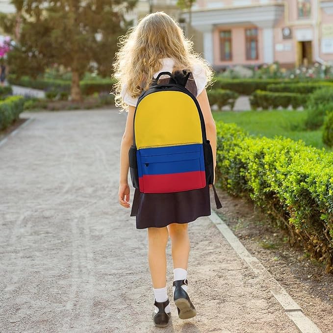Daypack Anti-Theft Multipurpose Large Capacity Shoulder Bag, Colombia Flag Travel Hiking Camping Rucksack With Smooth Zippers