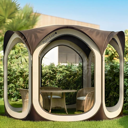 Screen Pop Up House Room Tent, Canopy Sun Shade Shelter for Patio, Backyard, Deck & Outdoor Activities, Portable Gazebo, Not Waterproof, 10'x10', Brown