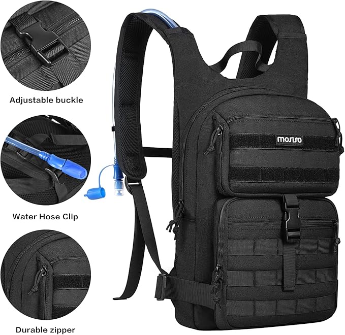 MOSISO Tactical Hydration Pack Backpack, Lightweight Military Daypack Water Backpack Rucksack Bag with 3L Water Bladder