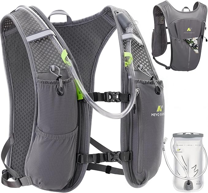 N NEVO RHINO Running Vest, Lightweight Hydration Vest, Insulated Water Backpack with 1.5L Water Bladder for Hiking, Trail, Running,Marathons,Cycling