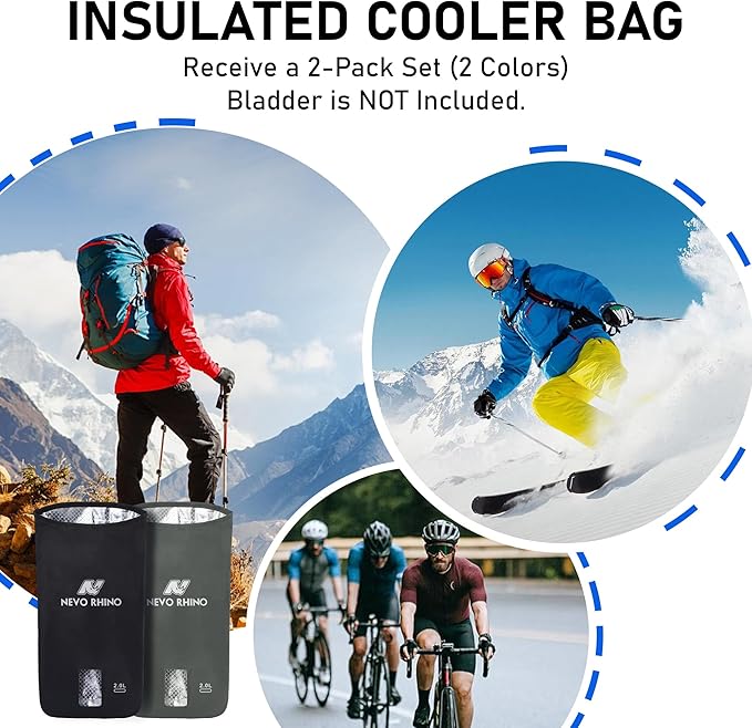 N NEVO RHINO 2PCS Water Bladder Insulator Bag, Protective Cooler Bag for 2L-3L Hydration Bladders, Insulated Water Bladder Sleeve Keeps Water Cool & Protects Bladders, Bladder is NOT Included
