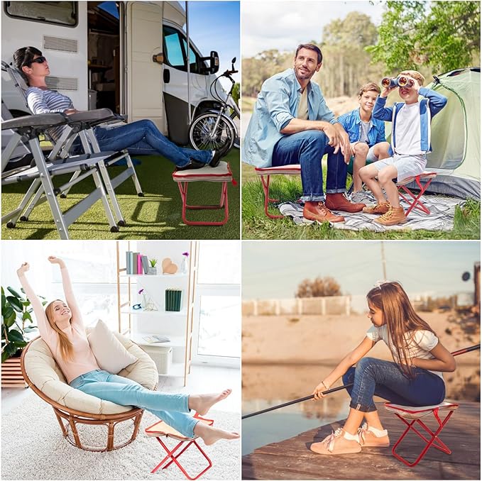 Camping Stool,Mountaineering and Hiking Portable Stools 13.5“ Portable Folding Stools for Outdoor Gardening and Beach Hiking Fishing,Foot Stool with Carry Bag to 330LB (13.5 inch)