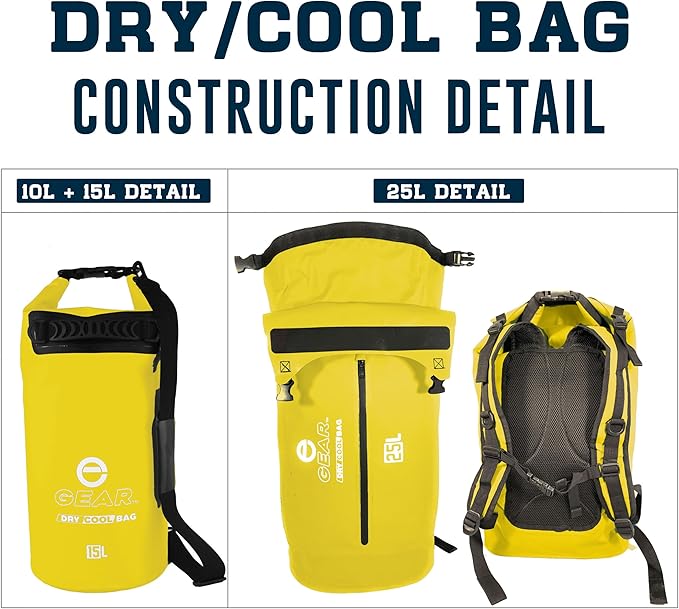 Enthusiast Gear Insulated Dry Bag Floating Cooler – 10L / 15L / 25L Roll Top, Leak Proof, Waterproof, Collapsible, with Padded Shoulder Strap - Perfect for Kayaking Fishing Beach