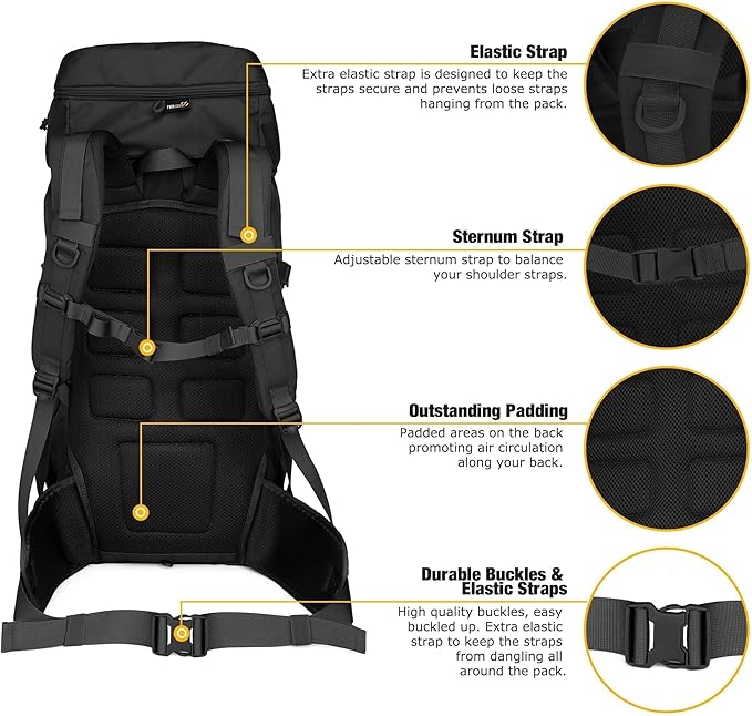 Mardingtop 50L Hiking Backpack,Backpacking Backpack with Rain Cover for Hiking,Backpacking,Rucking,Camping,Survival