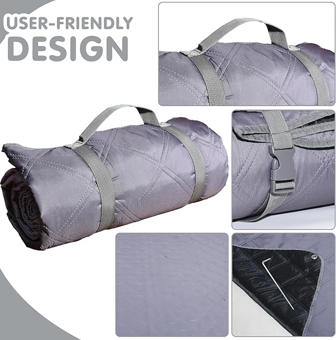 Waterproof Picnic Blanket 80 * 80 in Portable with Carry Strap for Beach Mat or Family Outdoor Camping Party, Park Blanket for Grass Park, Hiking, Travel