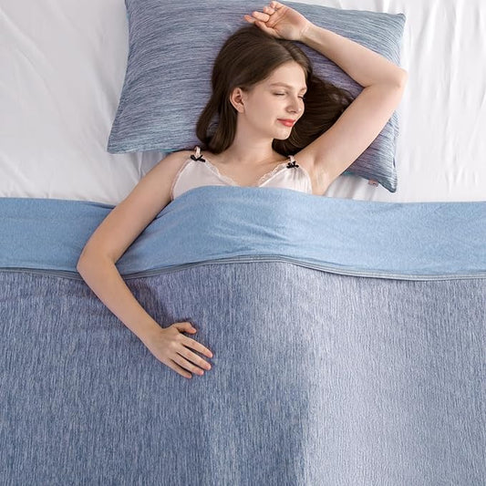 Elegear Revolutionary Cooling Blanket King Absorbs Heat to Keep Body Cool for Night Sweats, Arc-Chill 3.0 Cool Fiber Q-Max>0.5 for Hot Sleepers, Lightweight Summer Cold Blankets for Sleeping, Blue