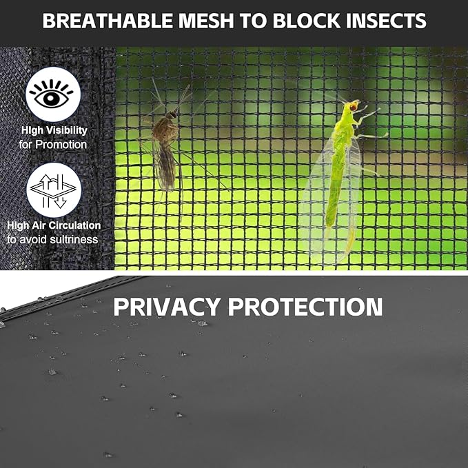 Canopy Universal Mosquito Netting Tent, Converts 10'x10' Canopy Gazebo into Camping Inner Tent, Screen House with Full PE Floors for Outdoor, Backyard. (TOP & Frame NOT Included) Black