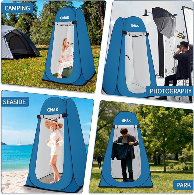 GMAK Pop Up Privacy Shower Tent, Portable Pop Up Beach Dressing Changing Room UV/Rain Outdoor Privacy Shelter Camping Tents, Shower Room Toilet Shelters for Outdoor Hiking Beach Picnic Fishing, Blue
