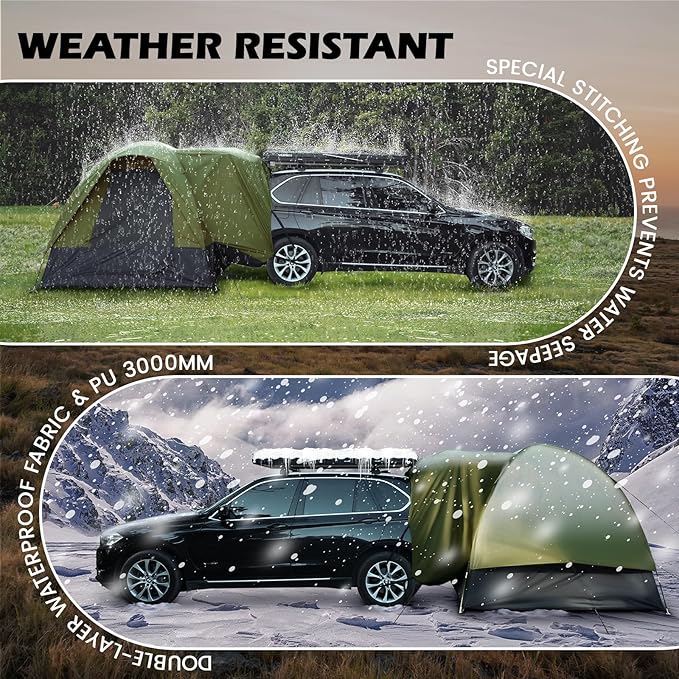 SUV Tent, Rectangle Car Tent for Family, Waterproof & Windproof for Car Camping, Large Camping Tents with Storage Bag, SUV, Van, Jeep