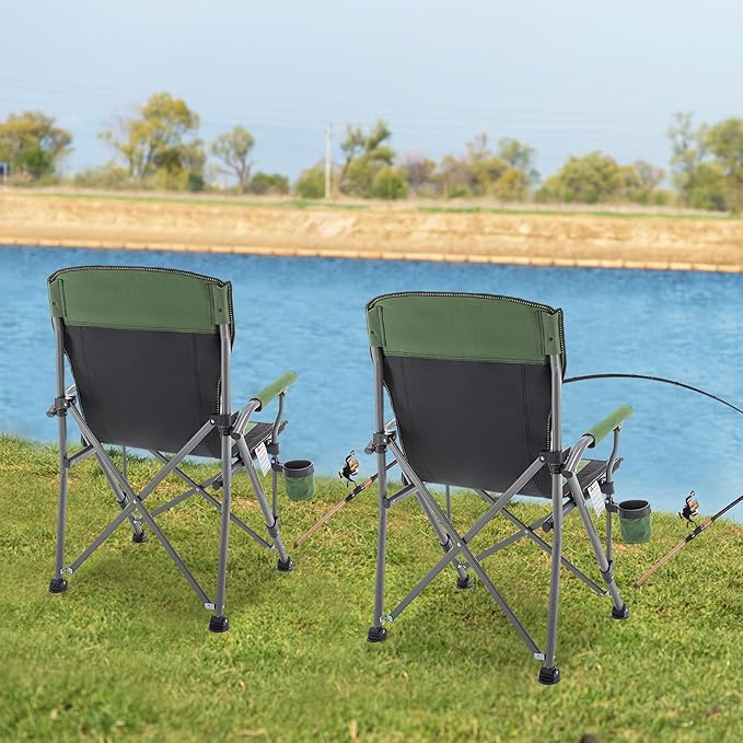 Fishing Chair Camping Chairs Foldable Lawn Beach Portable Campact Chair with Side Pockets and Cup Holder for Adults