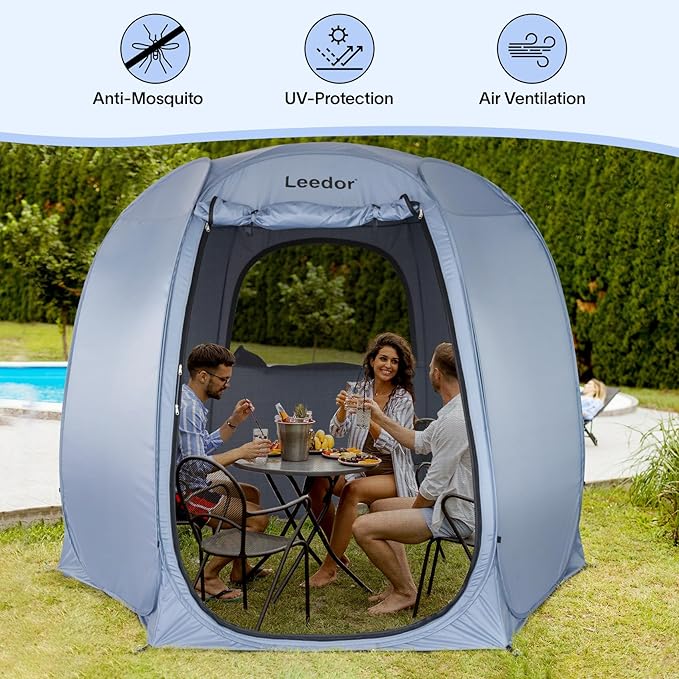 Leedor® 10'x10' Pop Up Canopy Tent - Ventilated Mesh Walls, UPF 50+ Perfect for Camping, Beach, Events, and Outdoor Party Decorations, Hexagon Sun Shade All-Season Shelter (Not Waterproof) 4-6 Person