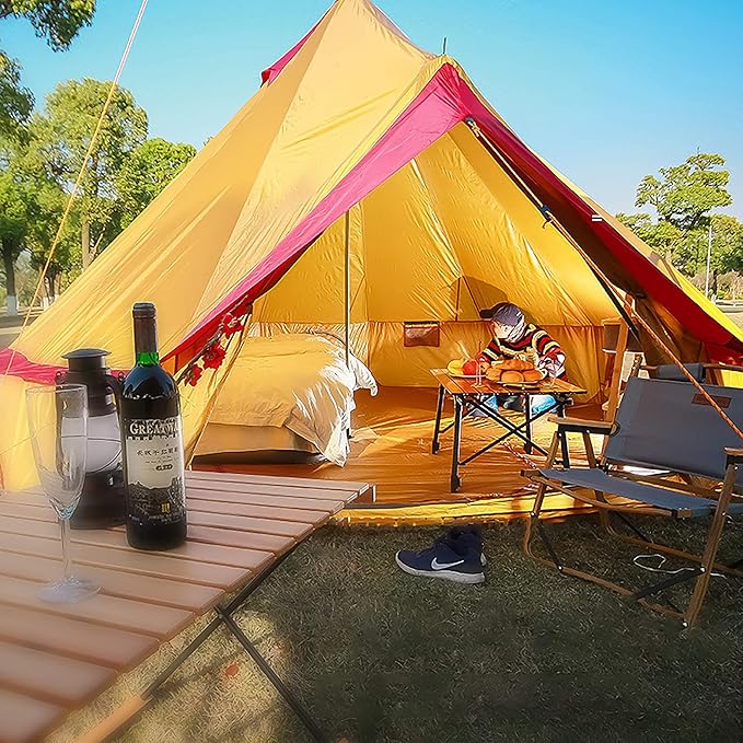 GeRRiT Lightweight Camping Tent, 4-Season Yurt Tents for Camping, 4m Bell Tent, 3-10 Persons Waterproof Polyester Tent, Festivals and Human shelter for inhabiting or Leisure
