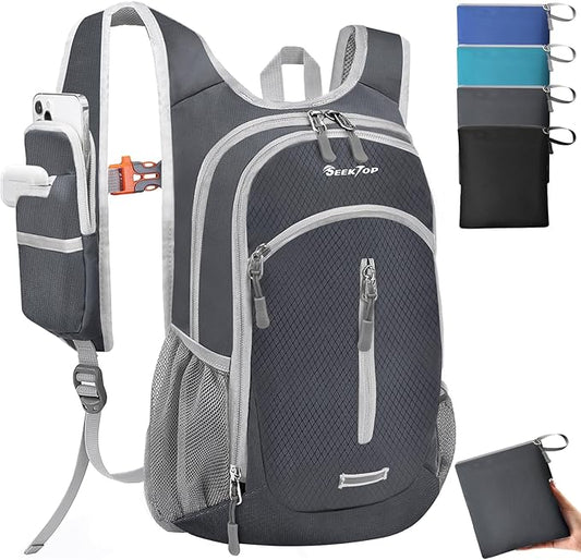 Seektop Expandable Small Hiking Backpack 12L-15L Lightweight Packable Waterproof Daypack with Phone Pocket for Women Men