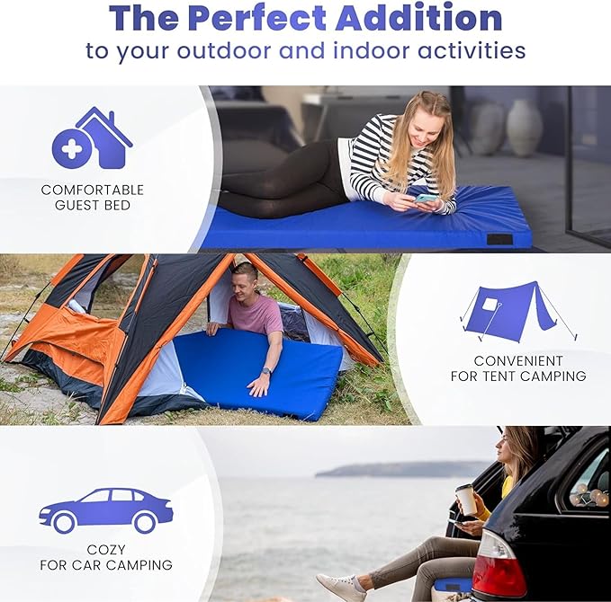 Hazli Matrix Comfort-Cell Memory Foam Camping Mattress Pad - Roll Up Mattress for Adults - Portable Cot Sleeping Pad for Camping - Floor Mat or Bed Roll for Car, SUV