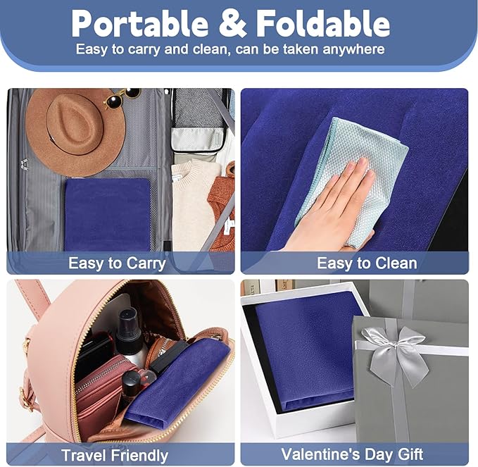 Portable Wedge Pillow Inflatable Cushion - Body Positioners Lightweight Wedge Pillow for Sleeping, Leg Elevation, Use in Bed, Travel, Camping, Fast Inflating Deflation (Blue)