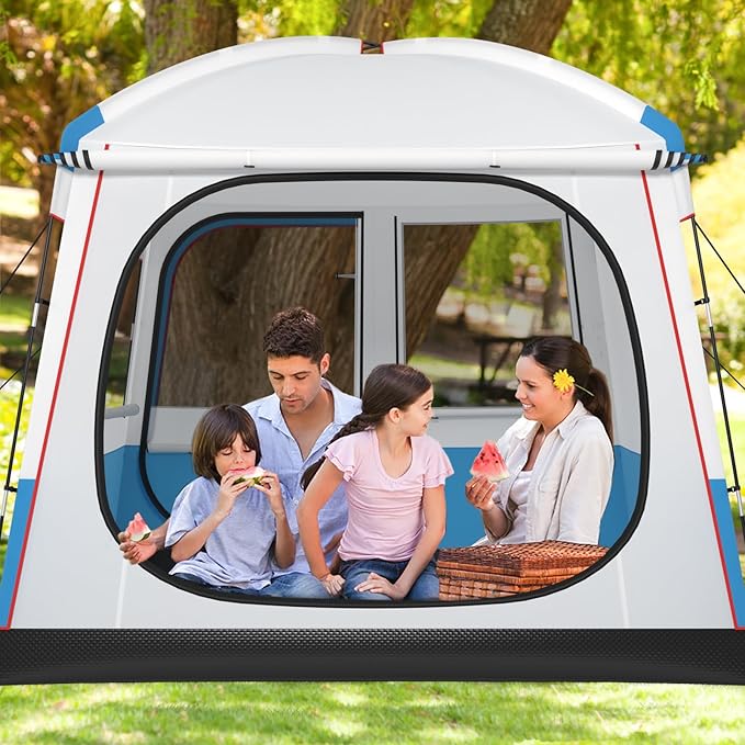 Tangkula 5 Person Camping Tent, Portable Backpacking Tent with Removable Rainfly, Floor Mat, 3 Mesh Walls & Zippered Doors, Carrying Bag, Family Dome Tent for Camping, Hiking, Traveling, Picnic