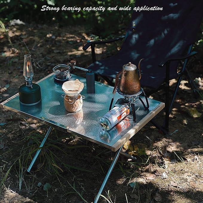 Camping Side Table Heat-Resisting Stainless Steel Embossing Process for Outdoor Table Top Grill with Carrying Bag T-380
