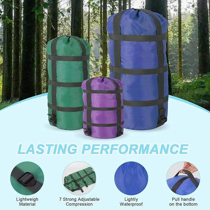 Compression Sacks Ultralight Sleeping Bag Stuff Sack Nylon Compression Stuff Sacks Water Resistant Compression Bag for Backpacking Camping Space Saving Hiking Gear Outdoor