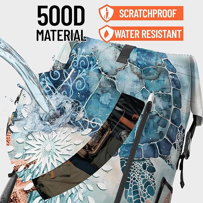 Waterproof Dry Bag Marine Dry Bags for Kayaking Hiking Sea Turtle Nautical Starfish Backpack Roll-Top Closure Bag - Backpack Waterproof Phone Case 5L