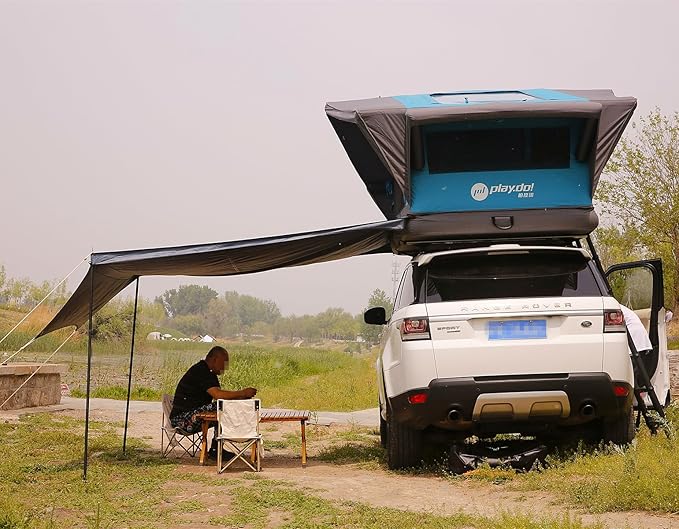 UNISTRENGH Waterproof Rooftop Tent, Portable Inflation Roof Top Tents Softshell, Pop up Roof-top Tent Camping for Jeep SUV Van Truck Car Tents with LED Lighting