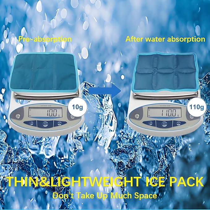 4pcs Ice Packs for Lunch Boxes & Coolers - Reusable,Lightweight Cooler Ice Pack for Food Freshness, Drinks Freezer (6”x4”x0.7”) - Non-Toxic Cooler for Picnic, School, Sports & Camping