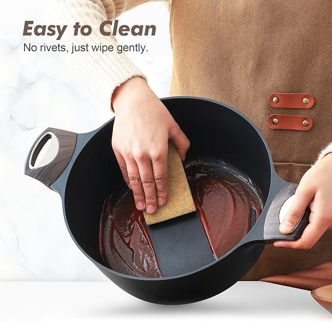 SENSARTE Pots and Pans Set Nonstick, 20 Pcs Induction Cookware Sets, Non-toxic Healthy Non Stick Kitchen Cooking Set with Stay-Cool Handles, PFOA PFOS Free, Black