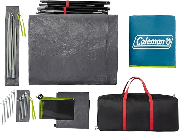 Coleman Skydome Dark Room Camping Tent with Screen Porch & 5-Minute Setup, Weatherproof 4/6 Person Tent Blocks 90% of Sunlight, Rainfly & Carry Bag Included, Made of PFAS-Free Materials