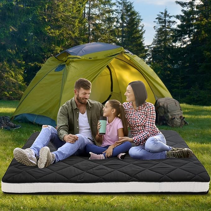 DoCred Queen Size Futon Mattress, Extra Thick Foldable Japanese Floor Mattress Memory Foam Sleeping Pad for Adults, Roll Up Mattress Tatami Mat Breathable Floor Lounger Guest Bed