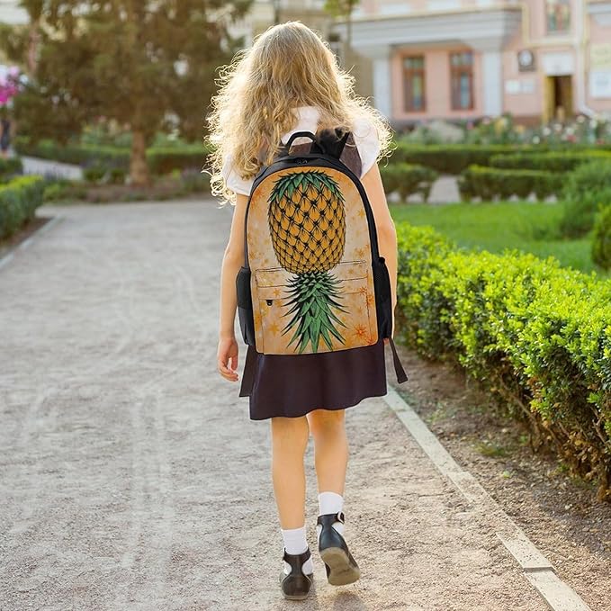Rucksacks Polyester Anti-Theft Multipurpose Upside Down Pineapple Carry On Bag Large Capacity Gym Outdoor Hiking Backpack With Smooth Zippers