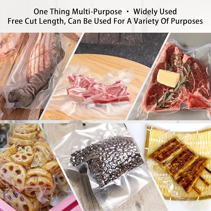 Vacuum Sealer Bags, Heavy Duty Pre-Cut Design Commercial Grade Food Sealable Bag for Heat Seal Food Storage, 6" x 10" 100 Pcs Smell Proof Bags Boilsafe to 280°F Freezable, Resizable