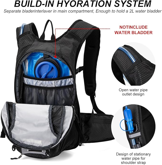 Hydration Backpack Cycling Backpack Women Running Backpack Water Backpack for Hiking Biking Backpack for Men Equipped with 2L Water Bag