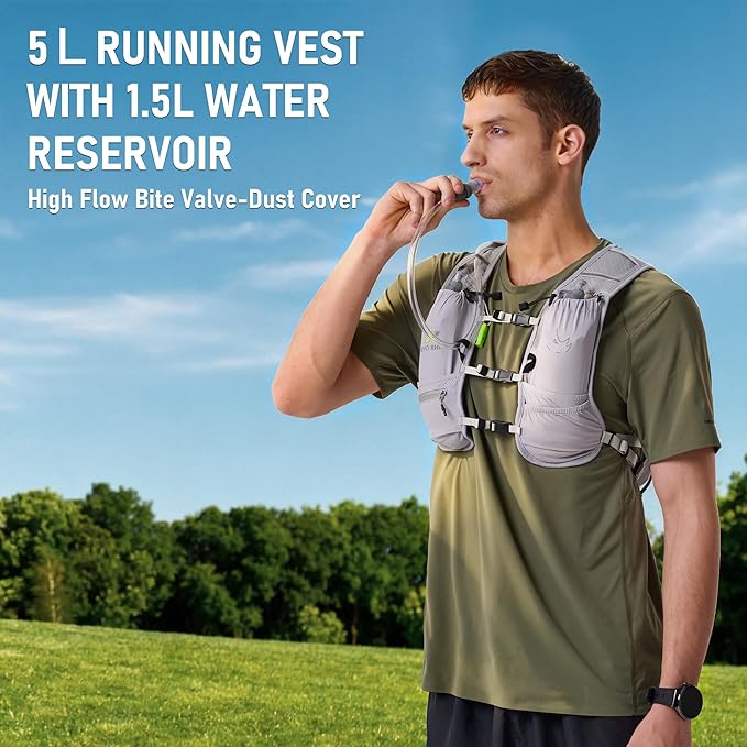 N NEVO RHINO Small Running Vest for Women Men, Lightweight Hydration Vest with Water Bladder 1.5 Liter, Hydration Backpack for Trial Hiking Cycling Jogging