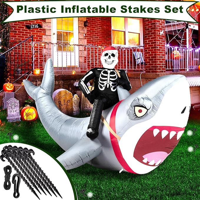 48 Pieces Plastic Inflatable Stakes Set Plastic Tent Stakes with Hooks & Ropes Camping Stakes Duty Tent Pegs for Halloween Christmas Yard Inflatables Sturdy Tent Canopy Stake (Black)