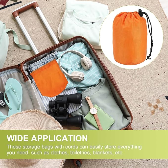 Stuff Sack, Nylon Waterproof Storage Sacks Portable Drawstring Dry Stuff Bag Gear Organization with Toggle, 3x5Inch Fit for Backpacking Camping Traveling Hiking(Orange)