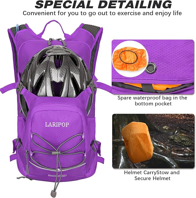 LARIPOP 18L Hydration Backpack with 2L Leak-Proof Water Bladder for Hiking Cycling Running Men Women